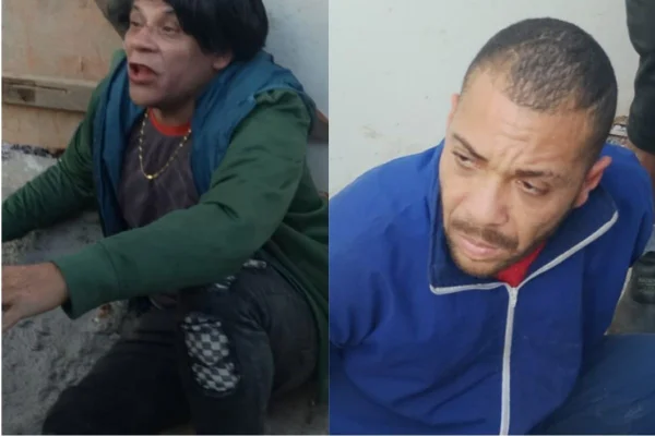 Montagem colorida de dupla suspeita de tentar sequestrar criança, na região de Guaianases, zona leste de São Paulo.