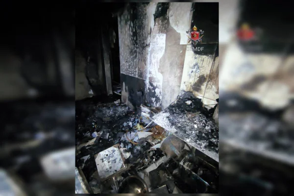 Bombeiros em incendio em cozinha de igreja