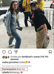 Bruna se declarou para a sogra e cunhada na foto. "Amo vocês", escreveu a atriz