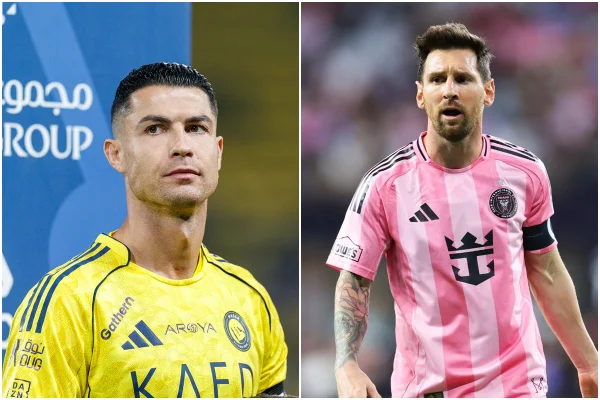 Imagem colorida de Cristiano Ronaldo e Lionel Messi