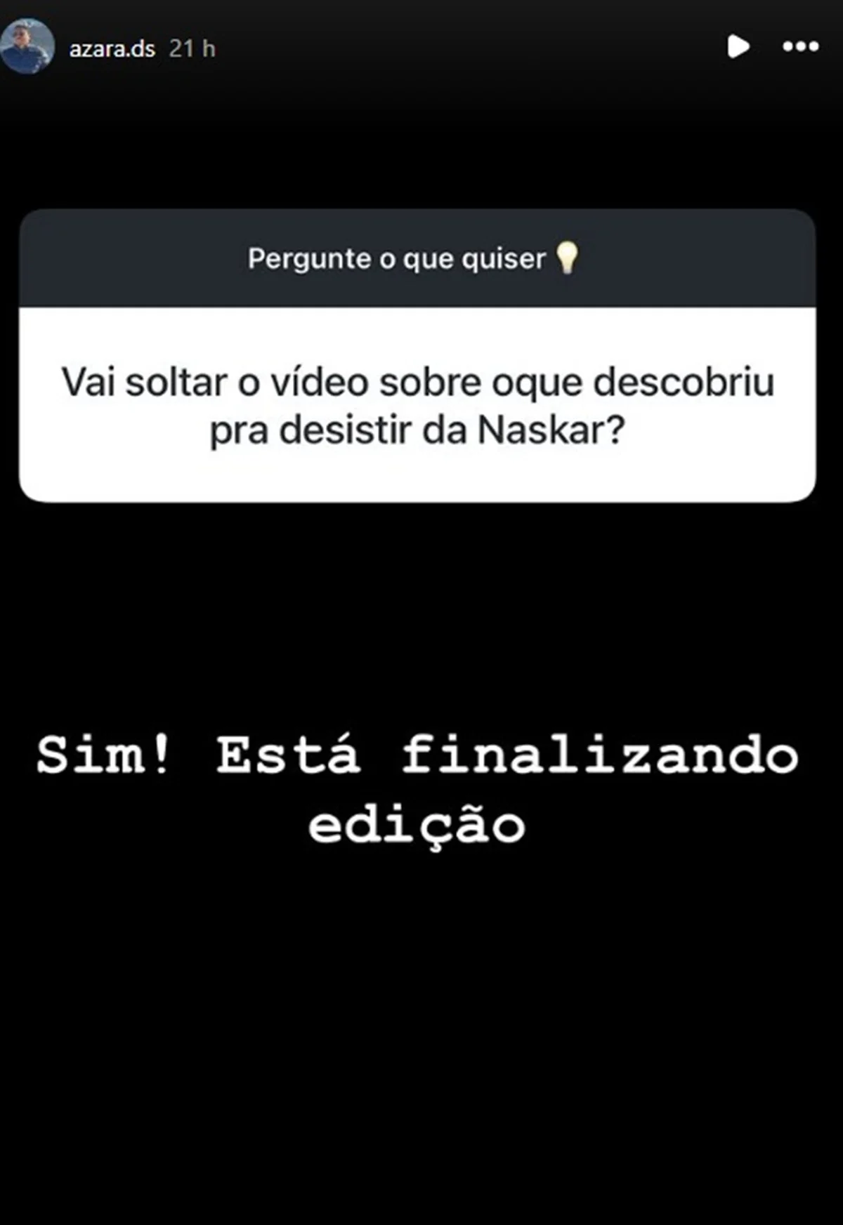 Douglas Silva de Oliveira respondeu perguntas sobre a Naskar Douglas Silva de Oliveira respondeu perguntas sobre a Naskar