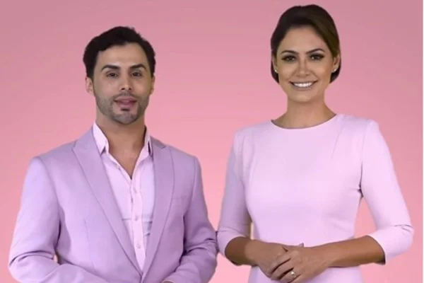 Na foto, duas pessoas: Agustin Fernandez e Michelle Bolsonaro - Metrópoles
