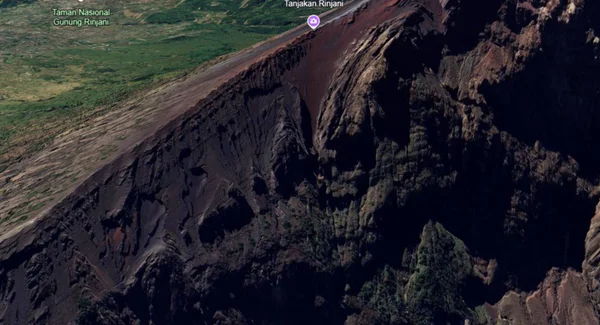 Vulcão Rinjani no Google Earth - Metrópoles