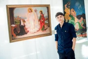 Vini Morart com a sua obra "A visão de Santa Brígida"