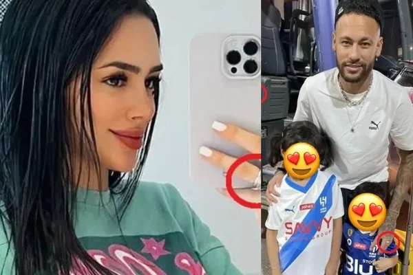 Bruna Biancardi e Neymar apareceram usando as alianças de compromisso - Metrópoles