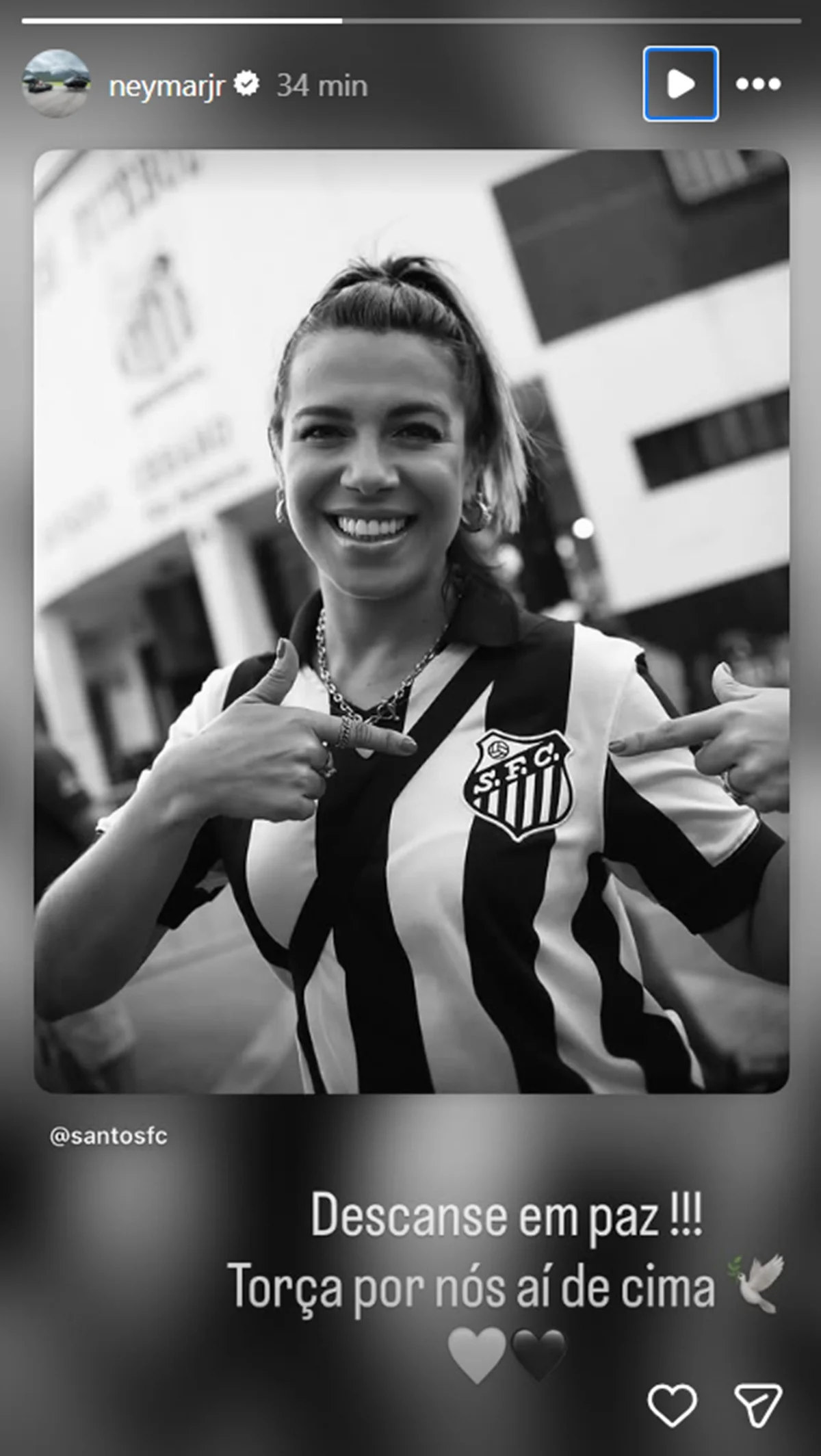 Neymar se manifesta e lamenta a morte de Naty Potira: “Torça por nós” - imagem 1 Neymar se manifesta e lamenta a morte de Naty Potira: “Torça por nós” - imagem 1