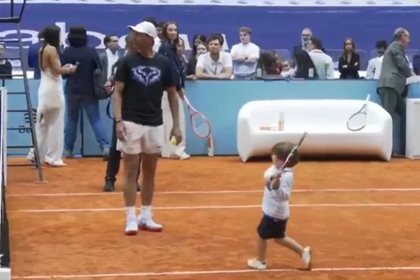 Herança? Nadal “treina” com filho de três anos no Santiago Bernabéu