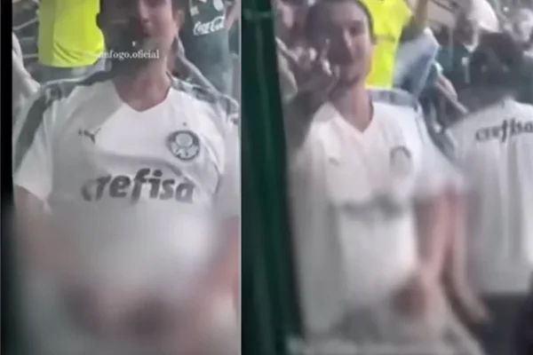 Palmeirense que mostrou pênis para torcida do Botafogo em jogo pela Libertadores. - Metrópoles