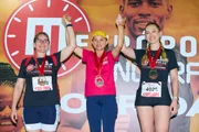 Pódio feminino nos 4km na categoria PCD: Simone Aparecida, Lívia Alencar e Amanda Elmates Pódio feminino nos 4km na categoria PCD: Simone Aparecida, Lívia Alencar e Amanda Elmates