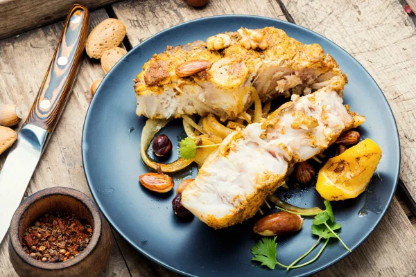 Bacalhau com crosta de castanha