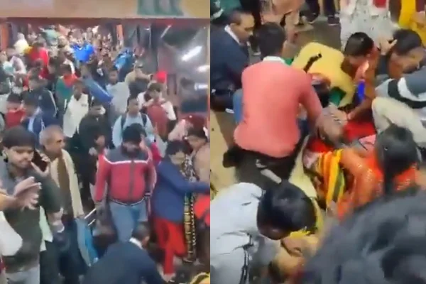 imagem colorida de Tumulto em estação de trem em Nova Délhi, na Índia