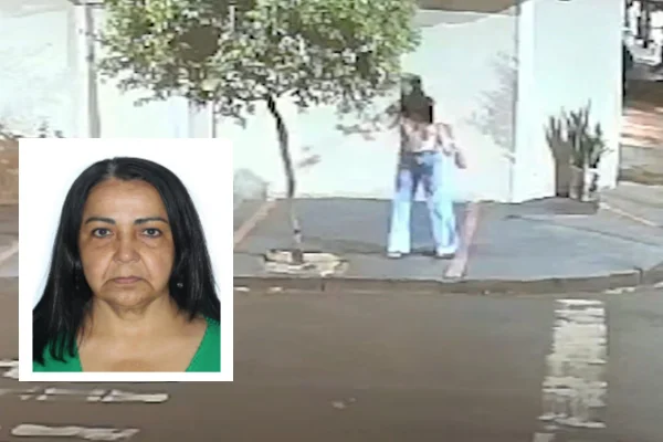 Captura de tela de câmera de segurança que registrou momento em que mulher envenena gatos no interior de SP. - Metrópoles