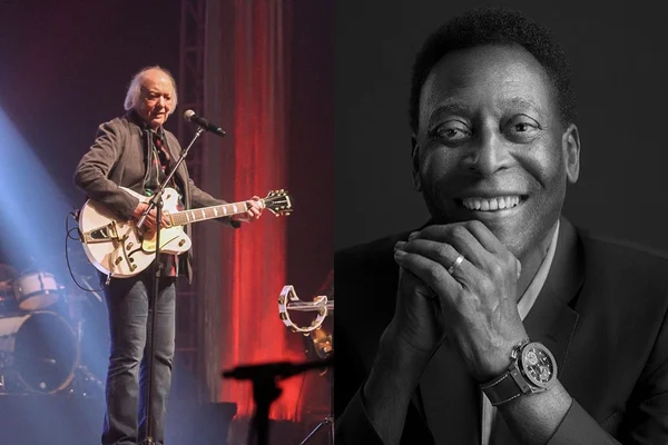 Montagem com fotos de Erasmo Carlos e Pelé