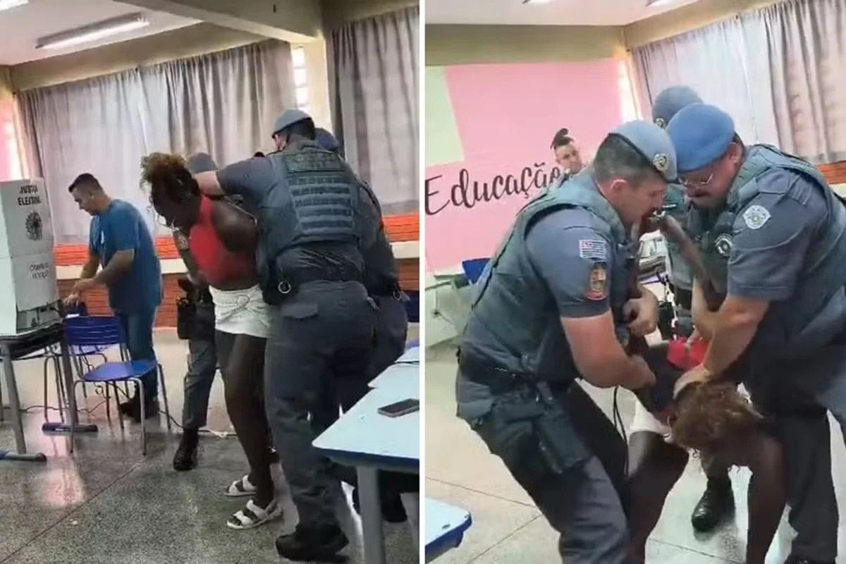 Eleitora se recusa a deixar urna, morde policial e acaba algemada em escola