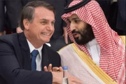 Mohammed bin Salman em encontro com o presidente Jair Bolsonaro