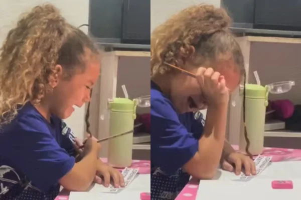 Vídeo menina chora durante tarefa de casa por causa do próprio nome