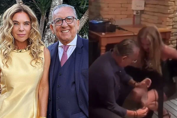Vídeo: Galvão Bueno dança com a esposa em festa e desce até o chão
