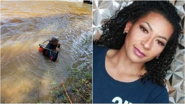 montagem com fotos de um bombeiro na água e uma mulher negra de cabelos cacheados escuros