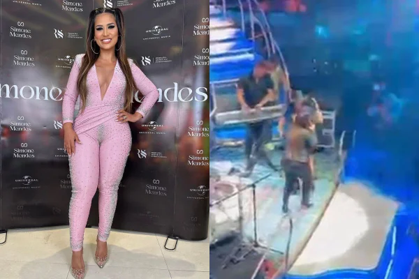 Simone ajuda cantora após microfone quebrar em show de Mari Fernandez