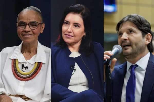 Marina Silva (Rede), Simone Tebet (MDB) e André do Prado (PL).