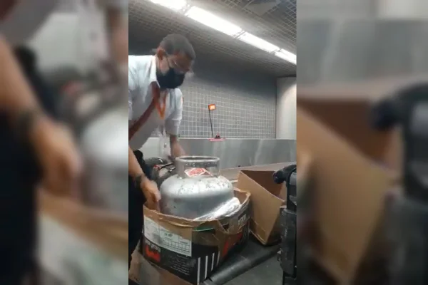 mulher tenta despachar botijão de gás em voo de recife
