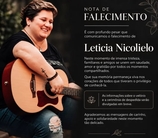 Morre, aos 48 anos, a cantora e violinista Leticia Nicolielo - destaque galeria