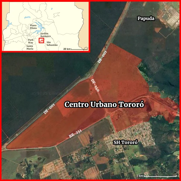 Arte apontando um novo bairro no mapa
