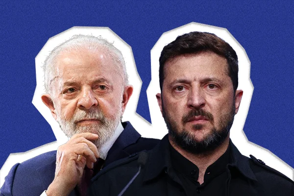 Imagem colorida mostra Lula e Zelensky - Metrópoles