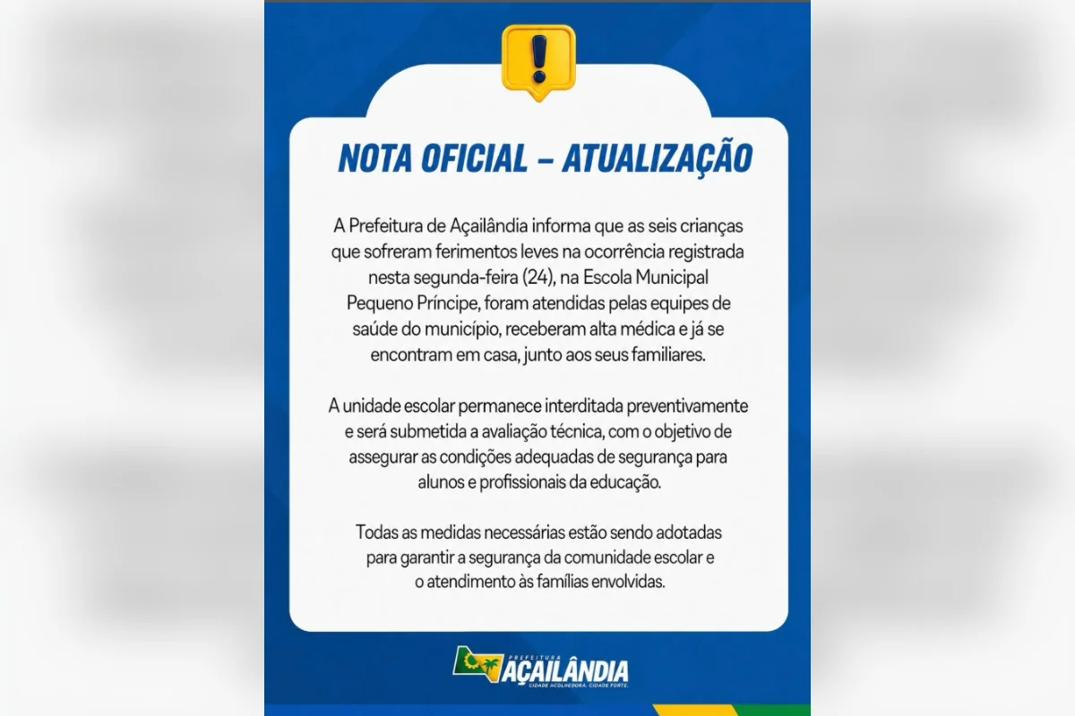 A Prefeitura de Açailândia informou que o prédio ficará interditado provisoriamente. A Prefeitura de Açailândia informou que o prédio ficará interditado provisoriamente.