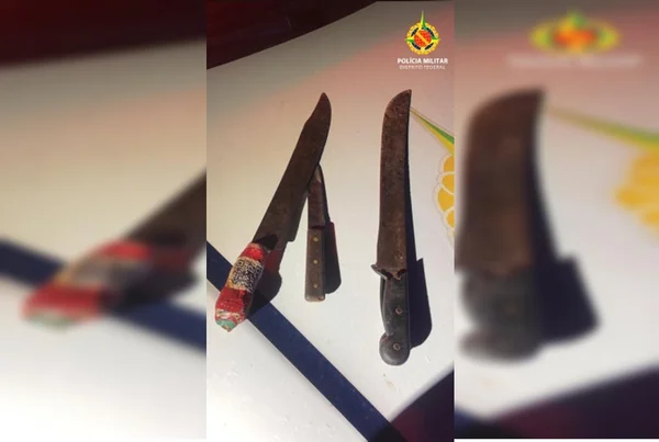 Armado com facão, homem é preso por ameaçar própria família no DF