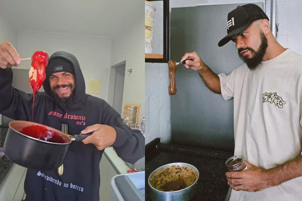 Montagem de rapaz cozinhando