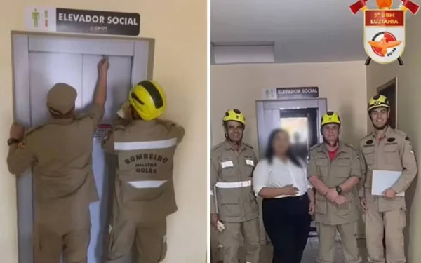 imagem colorida mulher descobre gravidez ao ficar presa em elevador