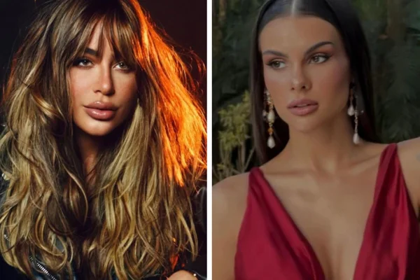 Montagem feita a partir de fotos das redes sociais da irmã de Neymar, Rafaella Santos e Amanda Kimberlly - Metrópoles