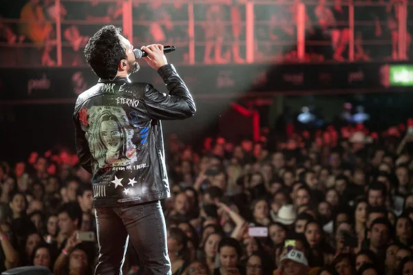 Luciano Camargo surpreende esposa com homenagem em show