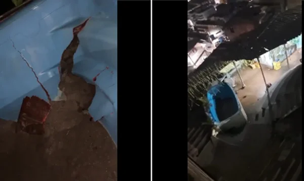 piscina danificada por explosão