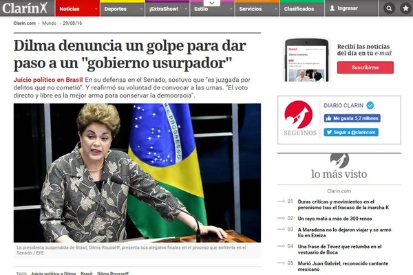 Defesa de Dilma no Senado repercute em jornais internacionais