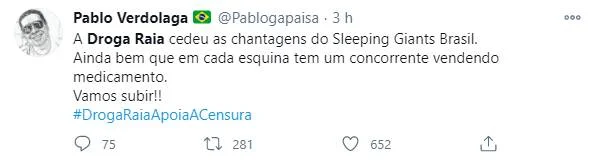 Droga Raia bloqueia anúncio em canal bolsonarista e vira assunto na web - imagem 6 Droga Raia bloqueia anúncio em canal bolsonarista e vira assunto na web - imagem 6