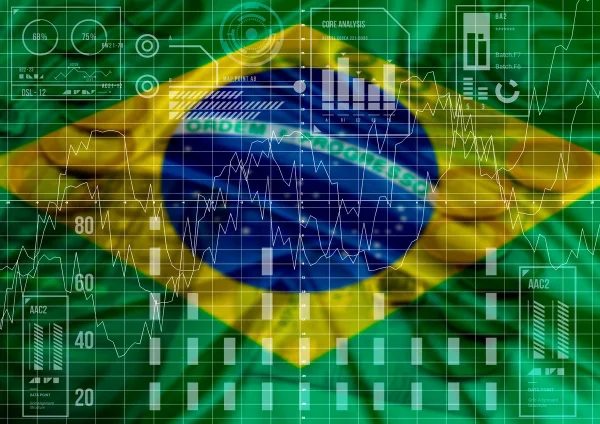 Na foto, bandeira do Brasil com linguagem de programação