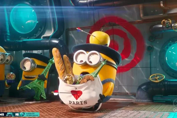 Print de um vídeo dos Minions durante a abertura dos Jogos Olímpicos Brasil 2024 - Metrópoles