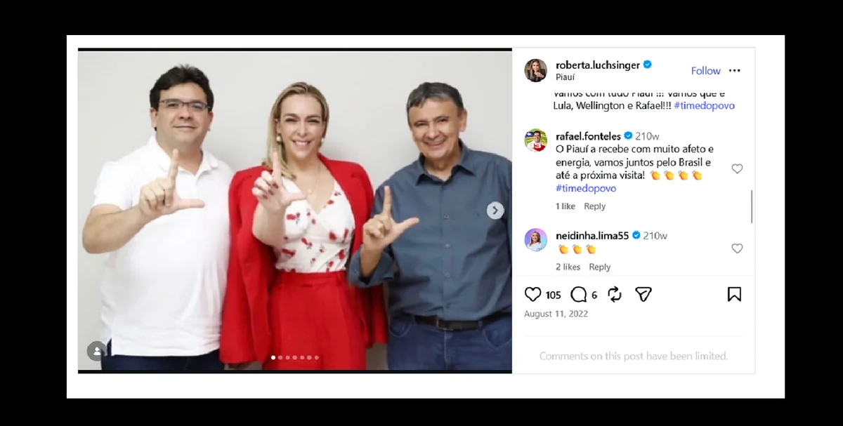 Rafael Fonteles, Roberta Lucshinger e Dias fazem campanha no Piauí em 2022. Governador agradece à lobista