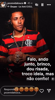 MC Poze manda indireta após prisão de Oruam