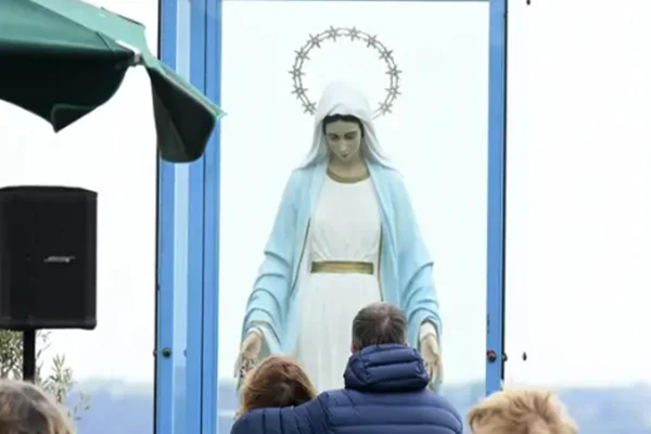 Imagem colorida estátua Virgem Maria