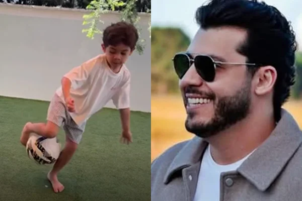 Murilo Huff encanta com aula de futebol de Léo, filho com Marília Mendonça