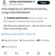 Natan Montenegro debochou da habilidade de Marina no Twiitter