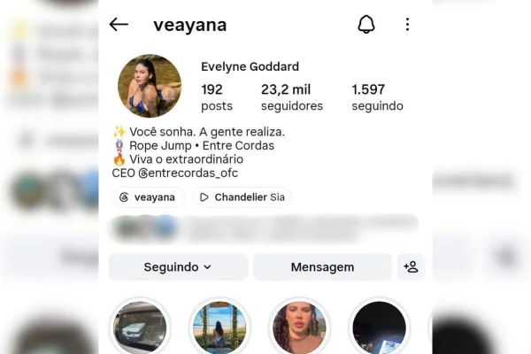 Foto colorida de Evelyne Dos Santos Gonçalves, presa por suposta obstrução de provas no caso da jovem Maria Eduarda Rodrigues de Freitas, após ser arremessada sem cordas durante salto de rope jump, em Limeira, interior de São Paulo.