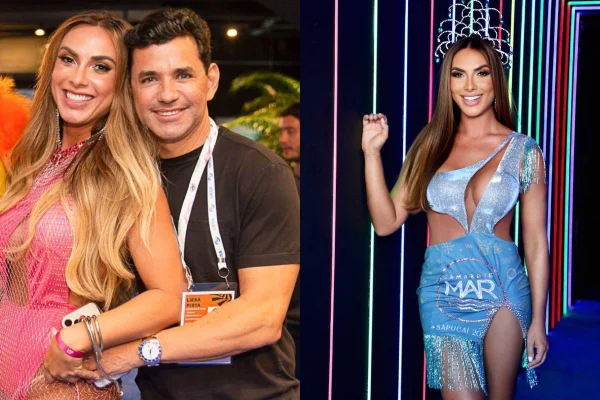 Nicole Bahls estampa banner de quase 10 metros metros na Sapucaí