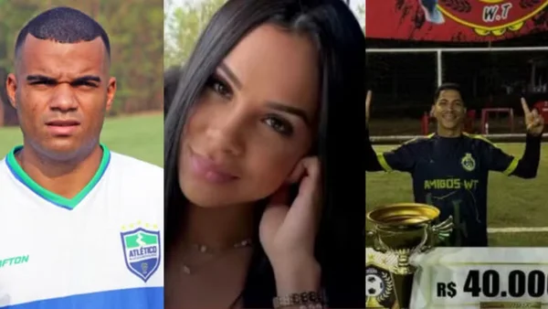 dois jogadores ao lado de mulher