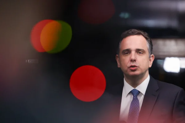 Rodrigo Pacheco (PSD-MG), concede entrevista à imprensa antes de deixar cargo