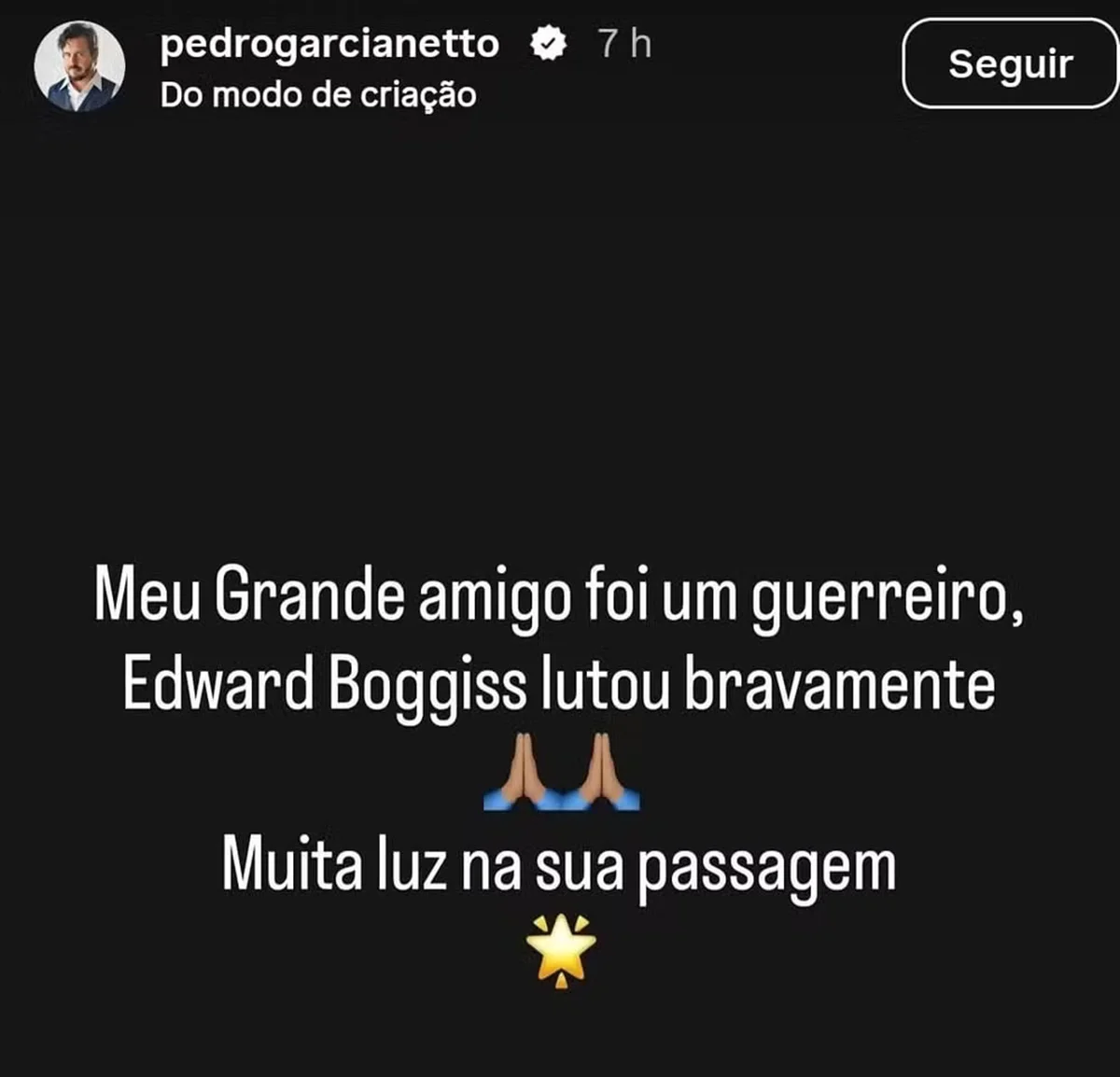 A causa da morte de Edward Boggiss não foi revelada A causa da morte de Edward Boggiss não foi revelada