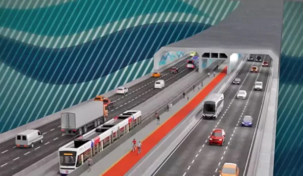 Imagem gráfica de projeto de túnel subterrâneo que fará a ligação entre Gguar